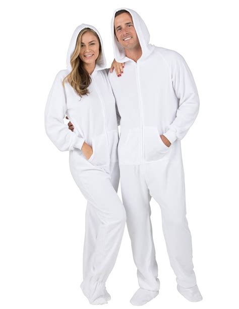 Footed Pajamas Footed Pajamas Arctic White Adult Hoodie Fleece