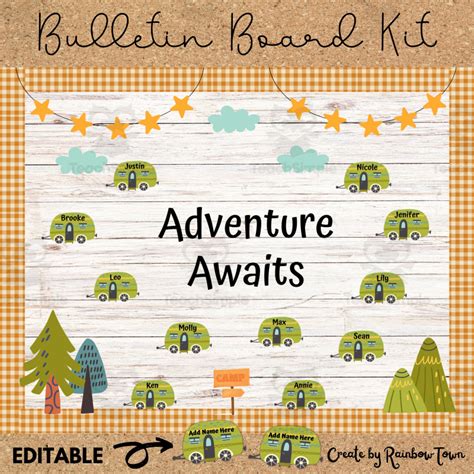 Adventure Awaits Bulletin Board Door Decorations Camping Theme Back To