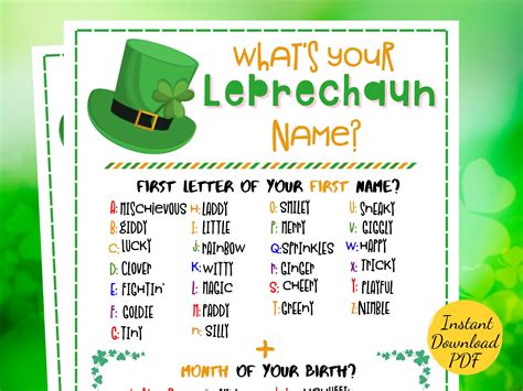 Whats Your Leprechaun Name St Patricks Day Party Etsy In 2023