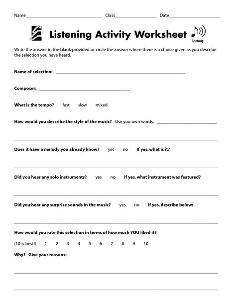 Free Printable Active Listening Worksheet