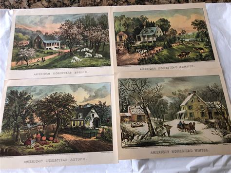 11 X 8 Prints Of Currier And Ives Lithographs Of The Four Etsy