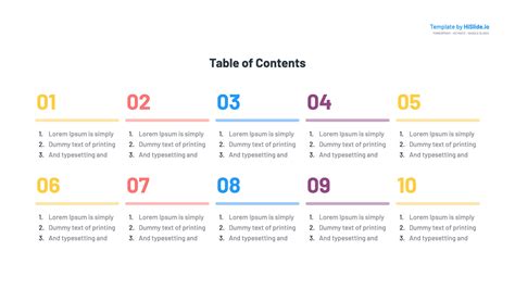 Table Of Content Template Ppt