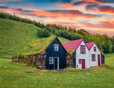 Typical View Of Icelandic Countryside Architecture Impressive Summer