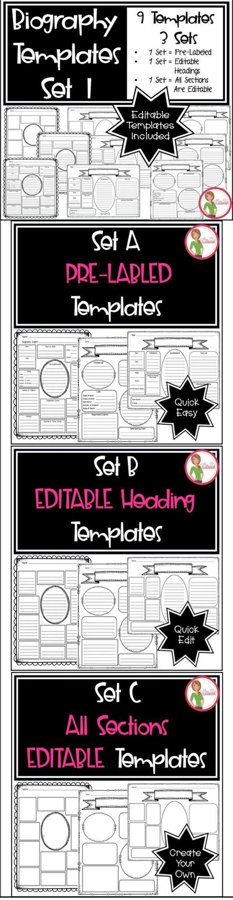 This Set Of Graphic Organizers Includes 9 Biography Templates There