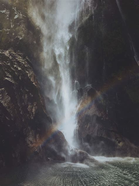 Hd Wallpaper Rainbow Near The Waterfalls Closeup Photo Of Waterfalls