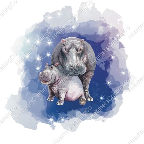 Hippo Png Sublimation Download Watercolor Hippo Design Hippo Etsy