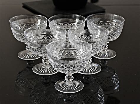 crystal footed dessert bowls set of 7 and 4 dessert plates etsy