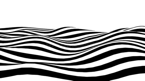 In this cafe wall illusion the parallel straight horizontal lines appear to be bent. Optical Illusion Wave. Abstract 3d Black And White ...