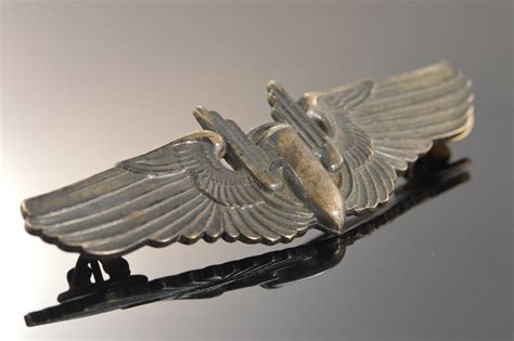 201g Sterling Silver Military Bomber Airmen Wings Wwii Pinbrooch