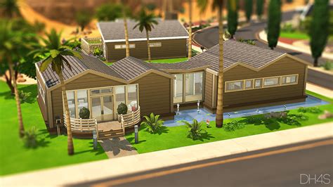 Sporting a collection of authentic looking leaves atop multiple textured trunks, this impressive tree can help create a sunny atmosphere wherever displayed. Palm Springs California | Sims 4 Houses