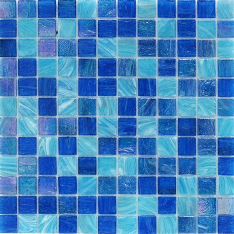 Splashback Tile Aqua Blue Ocean Mesh Mounted Squares 11 3 4 In X 12 In X 5 Mm Glass Mosaic