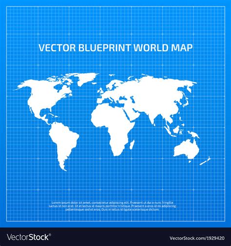 Blueprint World Map Royalty Free Vector Image Vectorstock