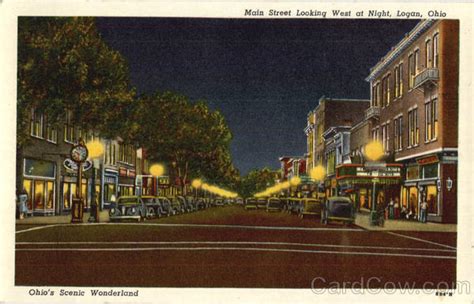 Main Street Looking West At Night Logan Oh
