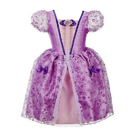 Girls Rapunzel Snow White Dress Kids Belle Aurora Sofia Summer Fancy