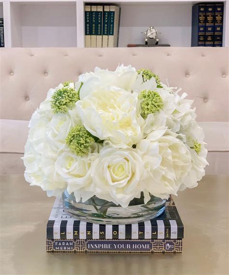 large white real touch roses centerpiece hydrangeas flovery