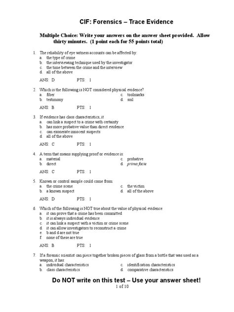The last 5 minutes ish are more about nuclear. CIF_2_Test 2 - Trace Evidence Key | Hair | Soil