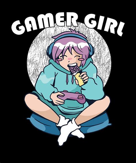 Anime Gamer Girl Video Game Gaming Controller Digital Art By Fuzius