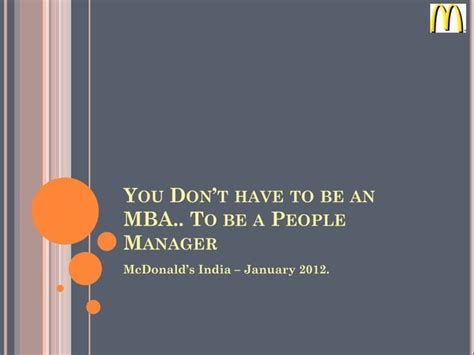 Developing People Managers Mcdonalds India Ppt