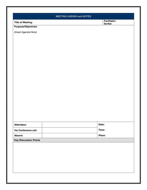 Agenda And Meeting Notes Template In Word And Pdf Formats