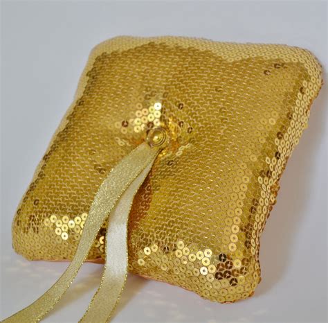 Gold Sequins Fabric Ring Bearer Pillow Etsy