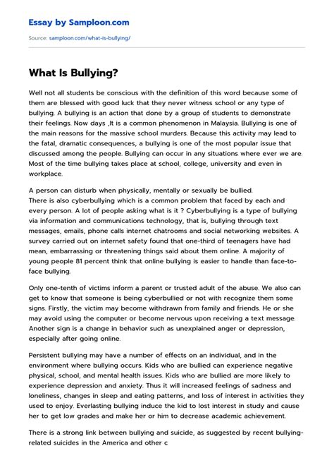 what is bullying argumentative essay on