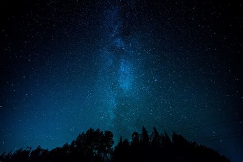 Wallpaper Trees Landscape Night Sky Silhouette Stars Milky Way