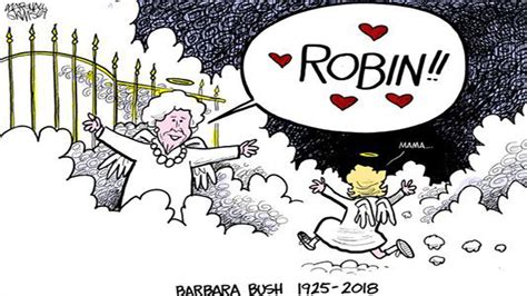 Social Media Mourns Barbara Bush With Cartoon Depicting Heavenly