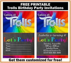 Free, Trolls, Birthday, Party, Invitation, Printables