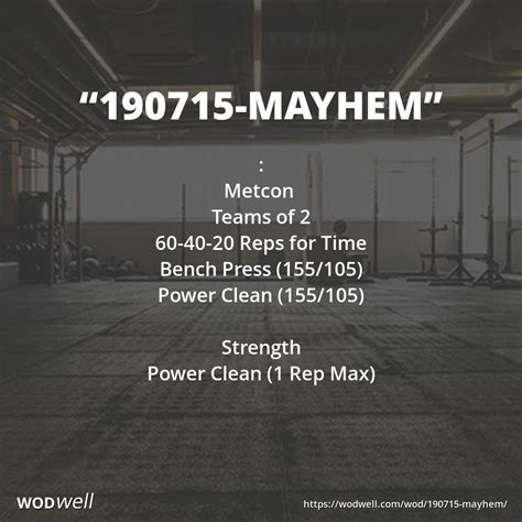 190715 Mayhem Workout Metcon Strength Via Mayhem Daily Wod