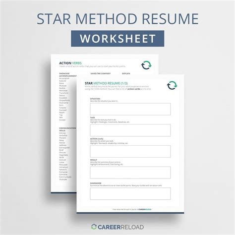Star Method Resume Worksheet Career Reload