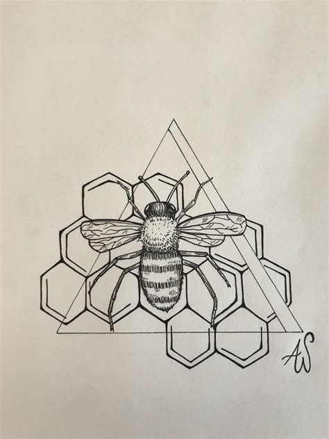 Honeybee Bee Drawing Honey Bee Tattoo Honeycomb Tattoo