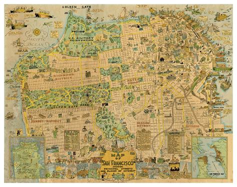 Antique Map Of San Francisco Old Cartographic Map Antique Maps