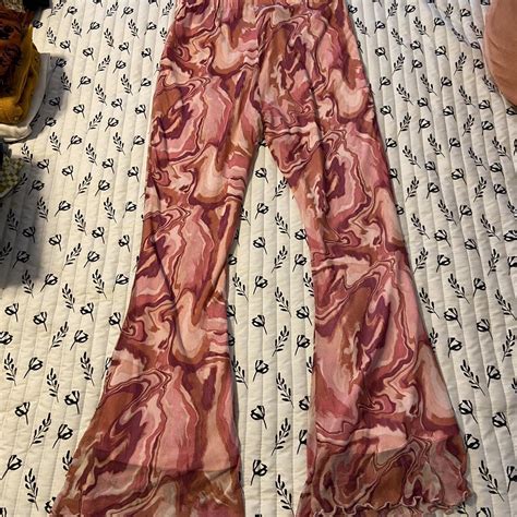 Marbled Pink Flared Mesh Urban Outfitters Pants With Depop