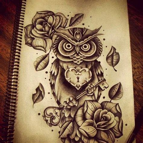 Love This Especially That The Bird Is Holding The Key Owl Tattoo