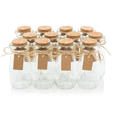 Otis Classic Small Glass Jars With Lids Set Of 12 Mini Glass Bottles With Corks For Halloween
