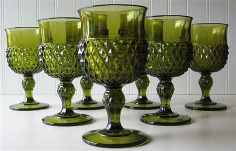 green glassware vintage green glass goblets by trellisweddingware