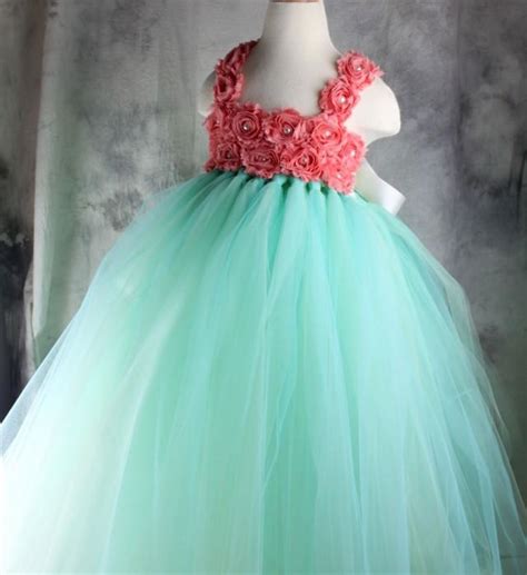 Pink is a color that is a pale tint of red and is named after a flower of the same name. MINT Green CORAL Flower Girl Dress Tutu Dress Wedding ...