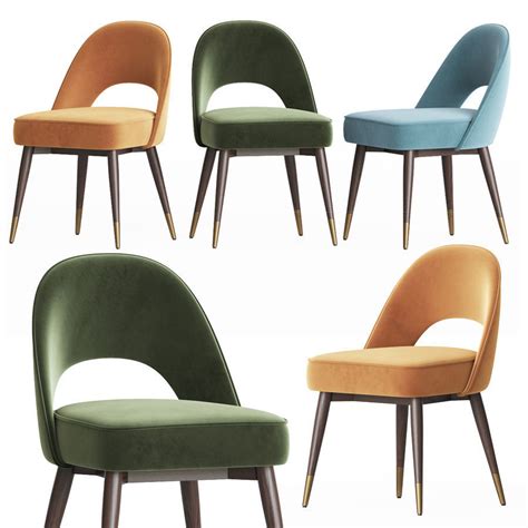 3D Mid Century Modern Dark Velvet Dining Chair Essential