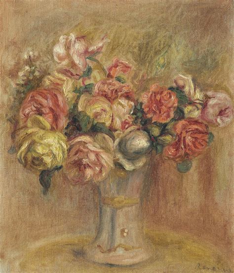 Pierre Auguste Renoir 1841 1919 Roses Dans Un Vase De Fleurs