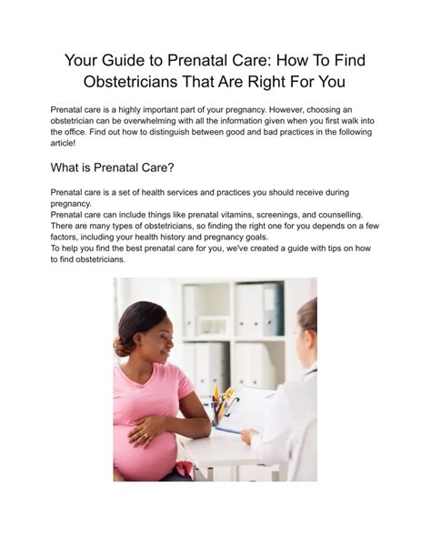 PPT Your Guide To Prenatal Care How To Find Obstetricians That Are