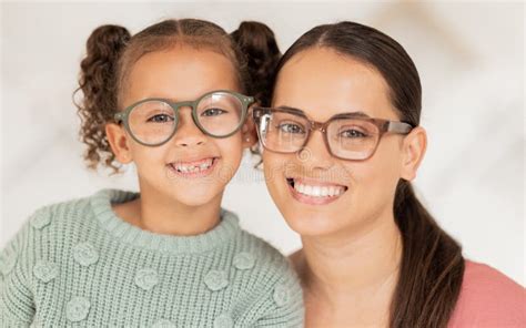 Mother Girl And Glasses In Optometry Shop Frame And Happy After Shopping In Retail Store With