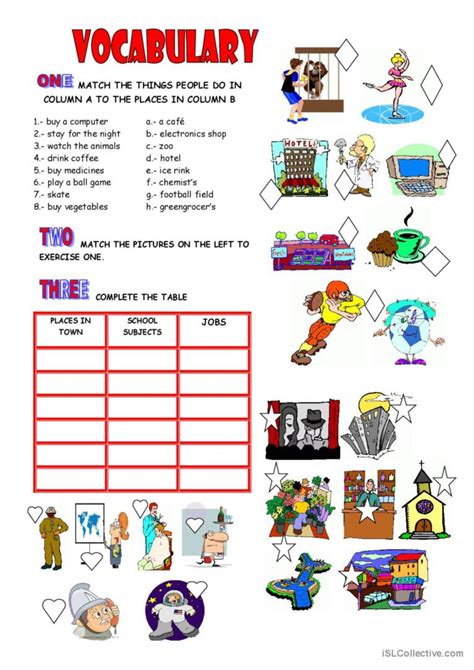 Vocabulary Places School Jobs English Esl Worksheets Pdf And Doc