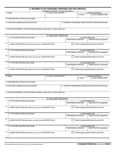 Fillable Online Standard Form 330 6 2004 Page 1 E Fill Online