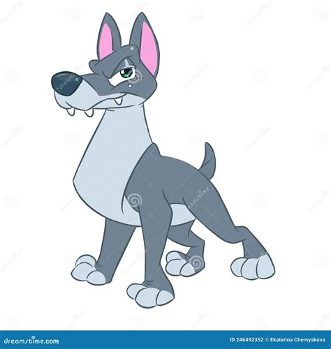 Gray Dog Formidable Security Guard Animal Character Cartoon