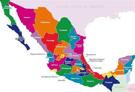 República Mexicana Mapa De Mexico Estados Y Capitales Mapa