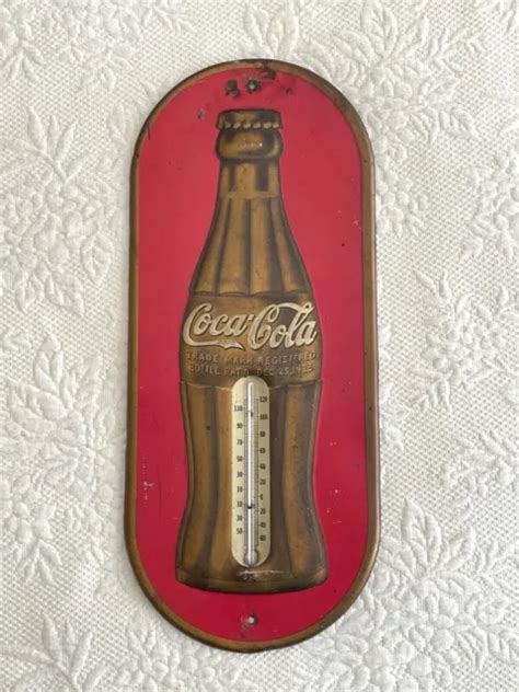 Vintage 1930s Coca Cola Red And Gold Advertising Thermometer Christmas Bottle 15000 Picclick