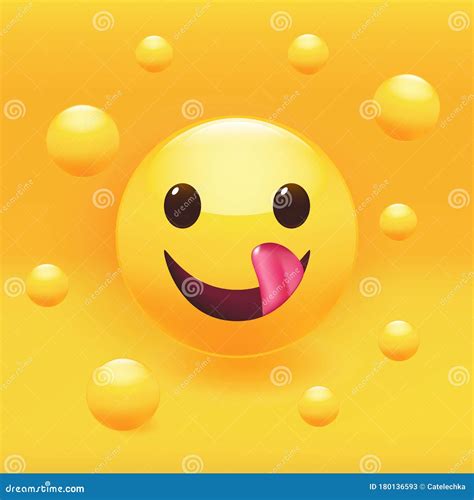 Yummy Face With Happy Smile And Tongue Premium Vector Illustration