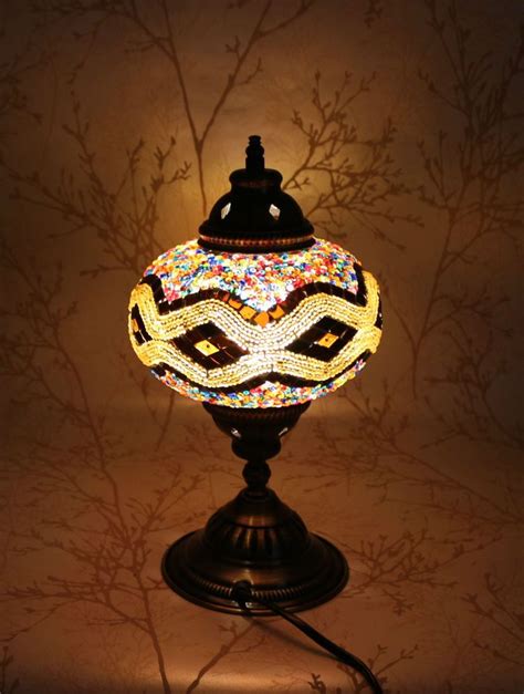 Turkish Moroccan Style Mosaic Multicoloured Desk Table Lamp Light Large