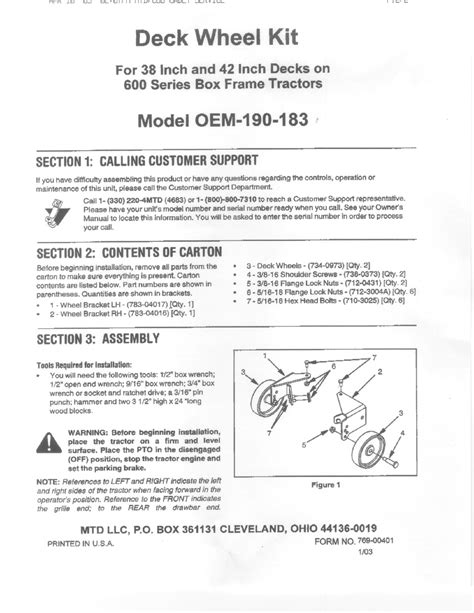 Mtd Oem 190 183 Specification Pdf Download Manualslib