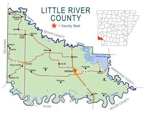 Little River County Map Encyclopedia Of Arkansas